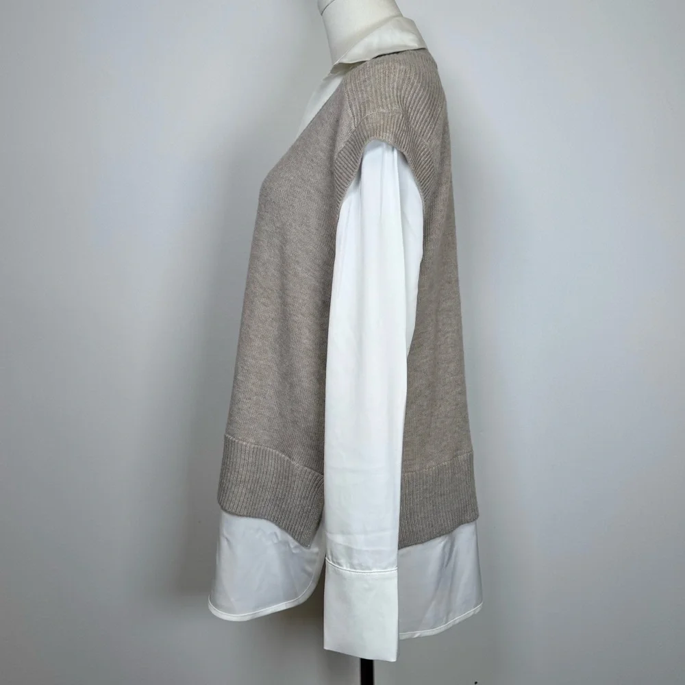 Elan All In One V-Neck Sweater Vest And Shirt Soft Cozy Women’s Size Small